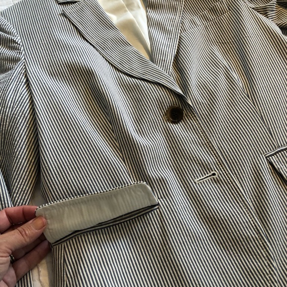 J Crew Seersucker Blazer Blue & White Size 6 - Picture 8 of 15